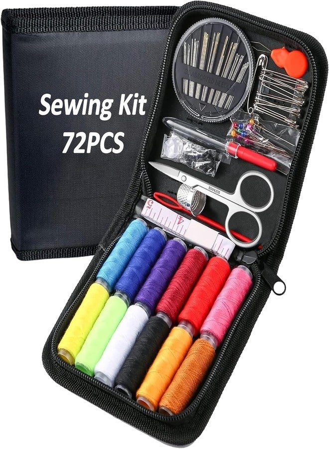 ساندرا مجموعة أدوات خياطة مكونة من 72 قطعة مع ملحقات، مقص، خيط، إبر، شريط قياس | سوي داغا، صندوق أدوات خياطة محمول للمنزل، للسيدات، متعدد الأغراض، للسفر، الأعمال اليدوية (72) - Image 1